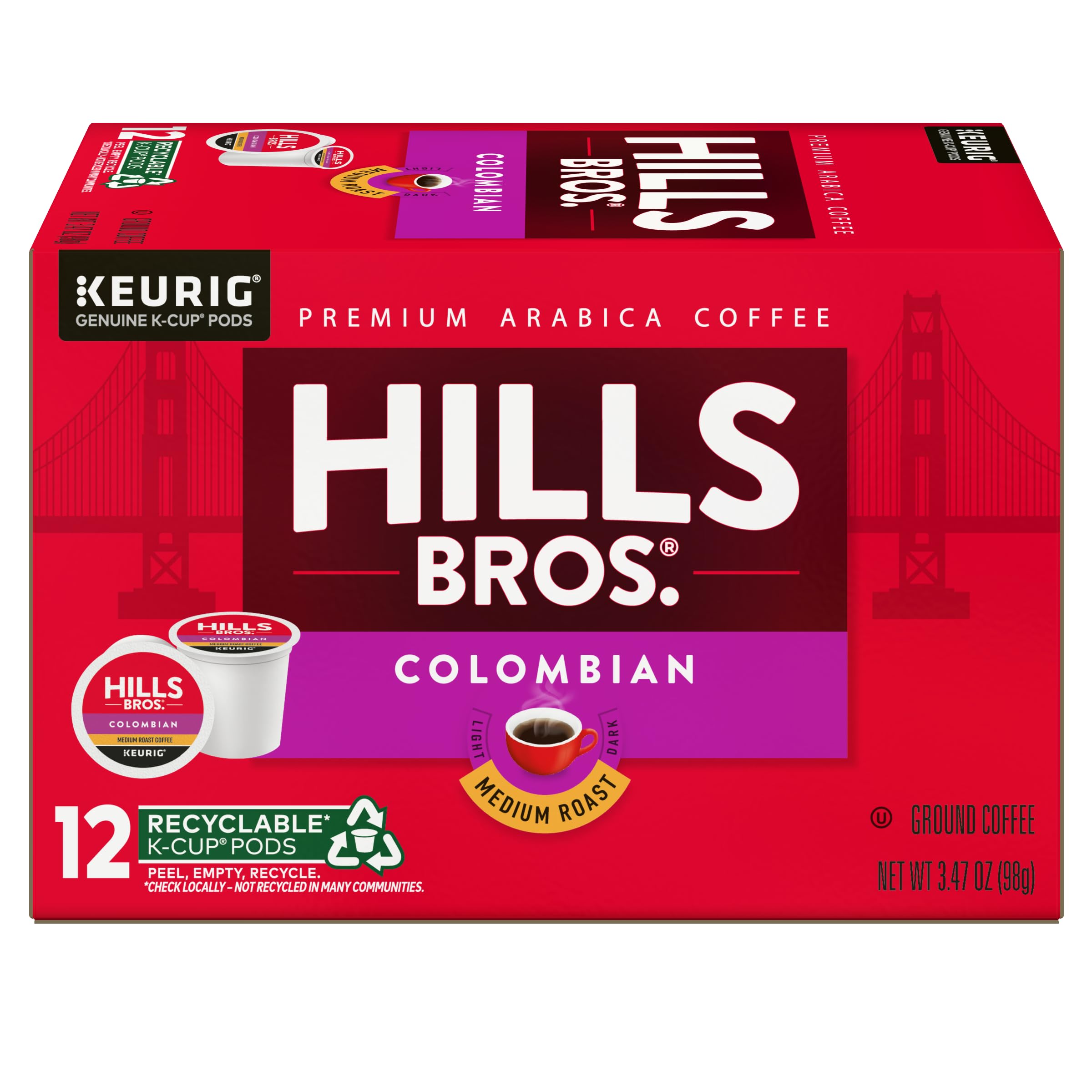 Hills Bros Colombian Blend pods for Keurig ready for a quick morning brew.