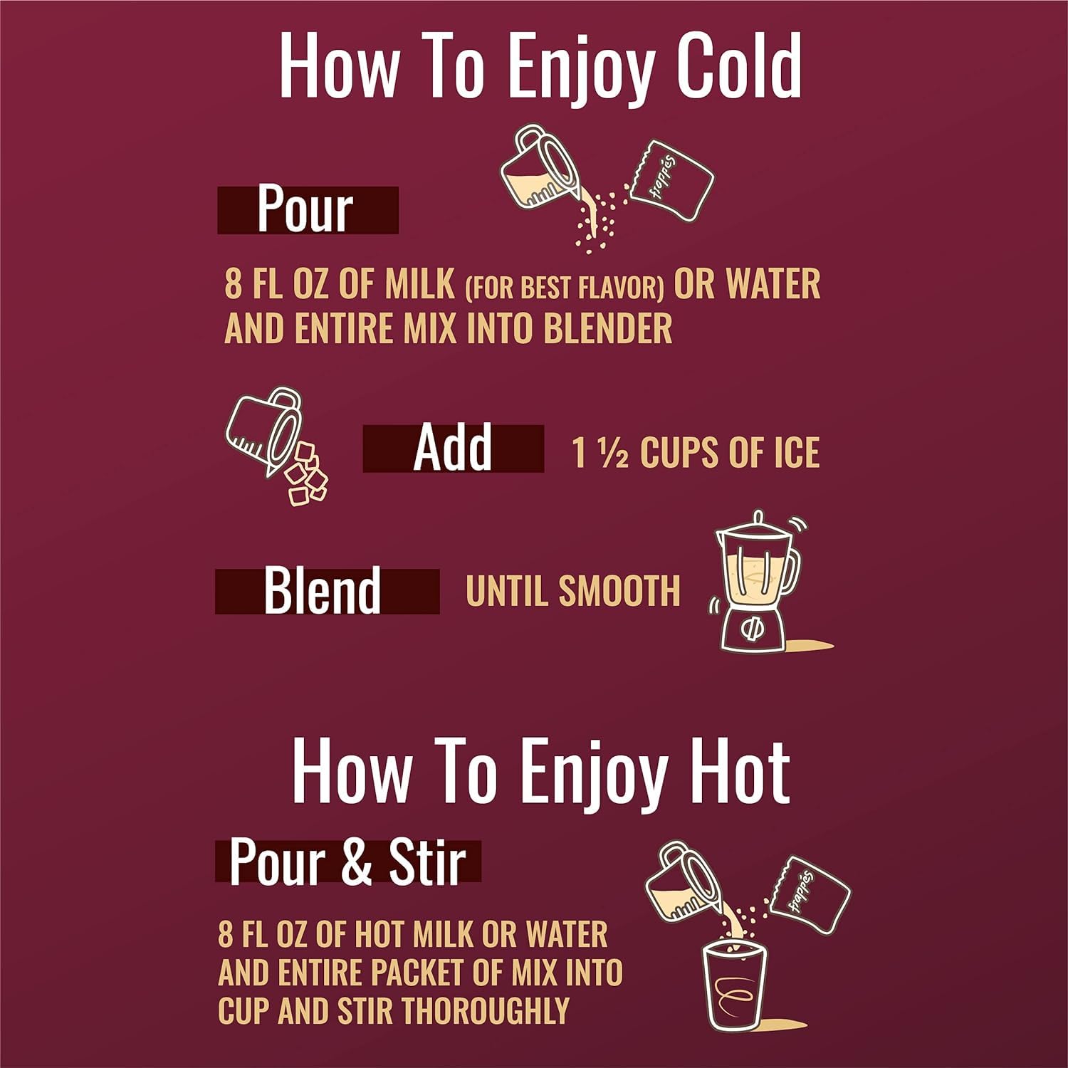 Hills Bros Frappes blended with ice and milk to create a frothy frozen coffee.