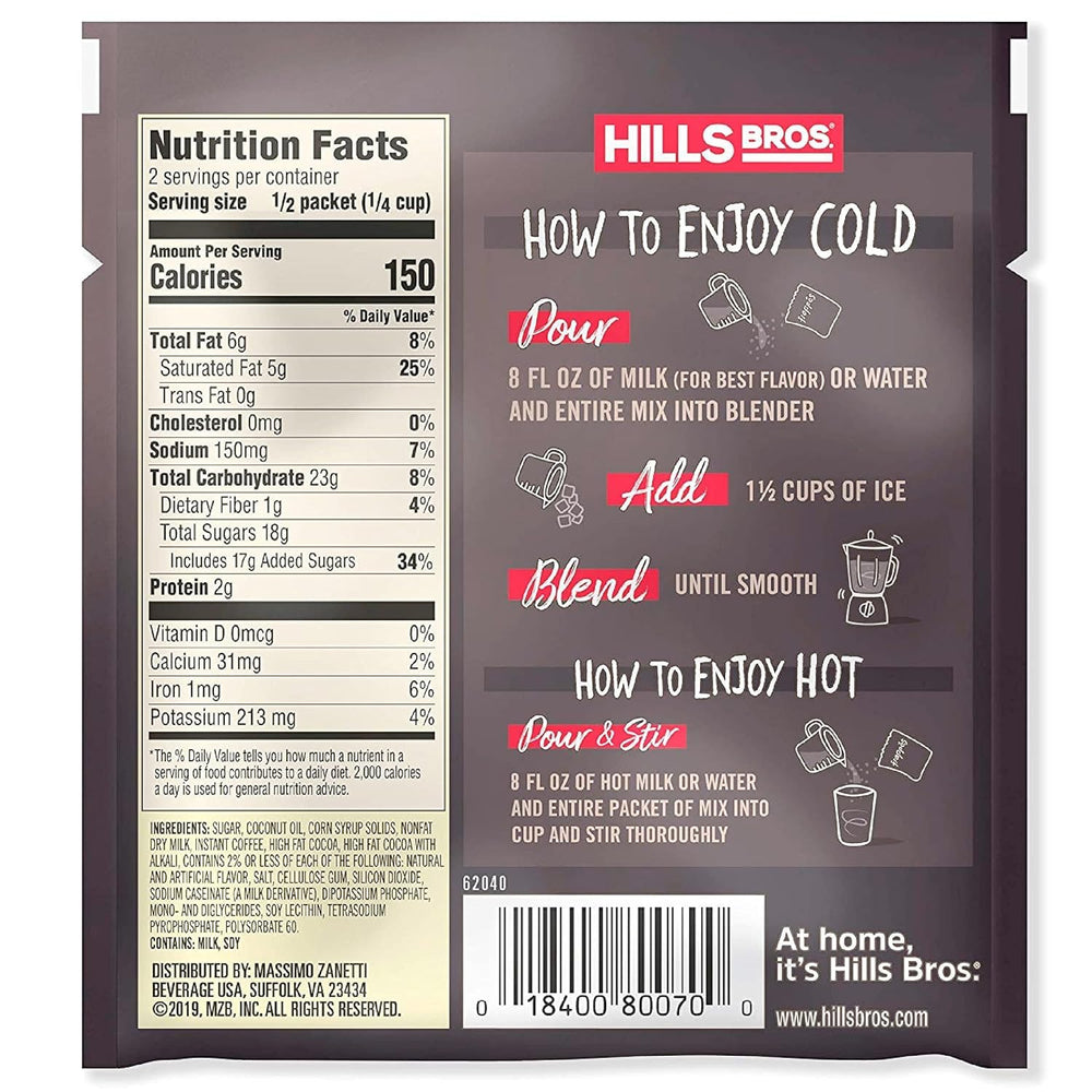 Hills Bros Frappes Vanilla Cream in a mug for a smooth hot or cold delight.