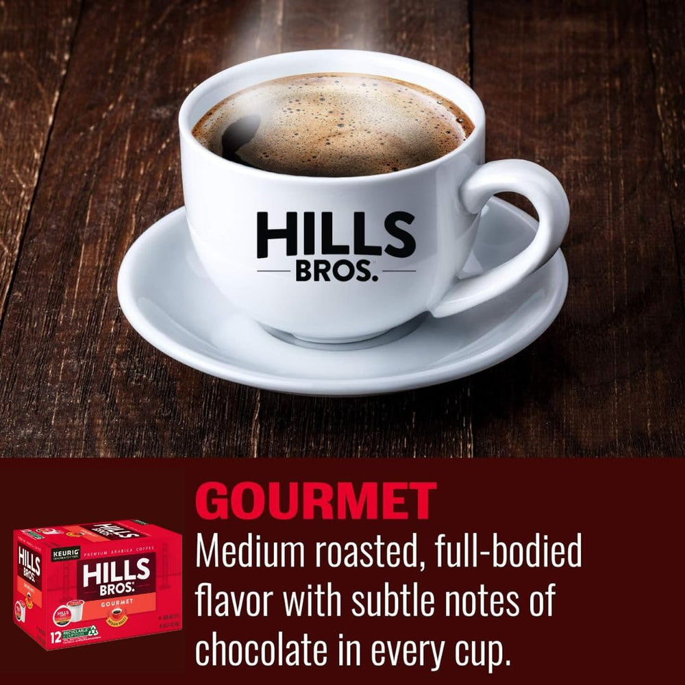 Full-bodied Hills Bros cup highlighting balance and flavor