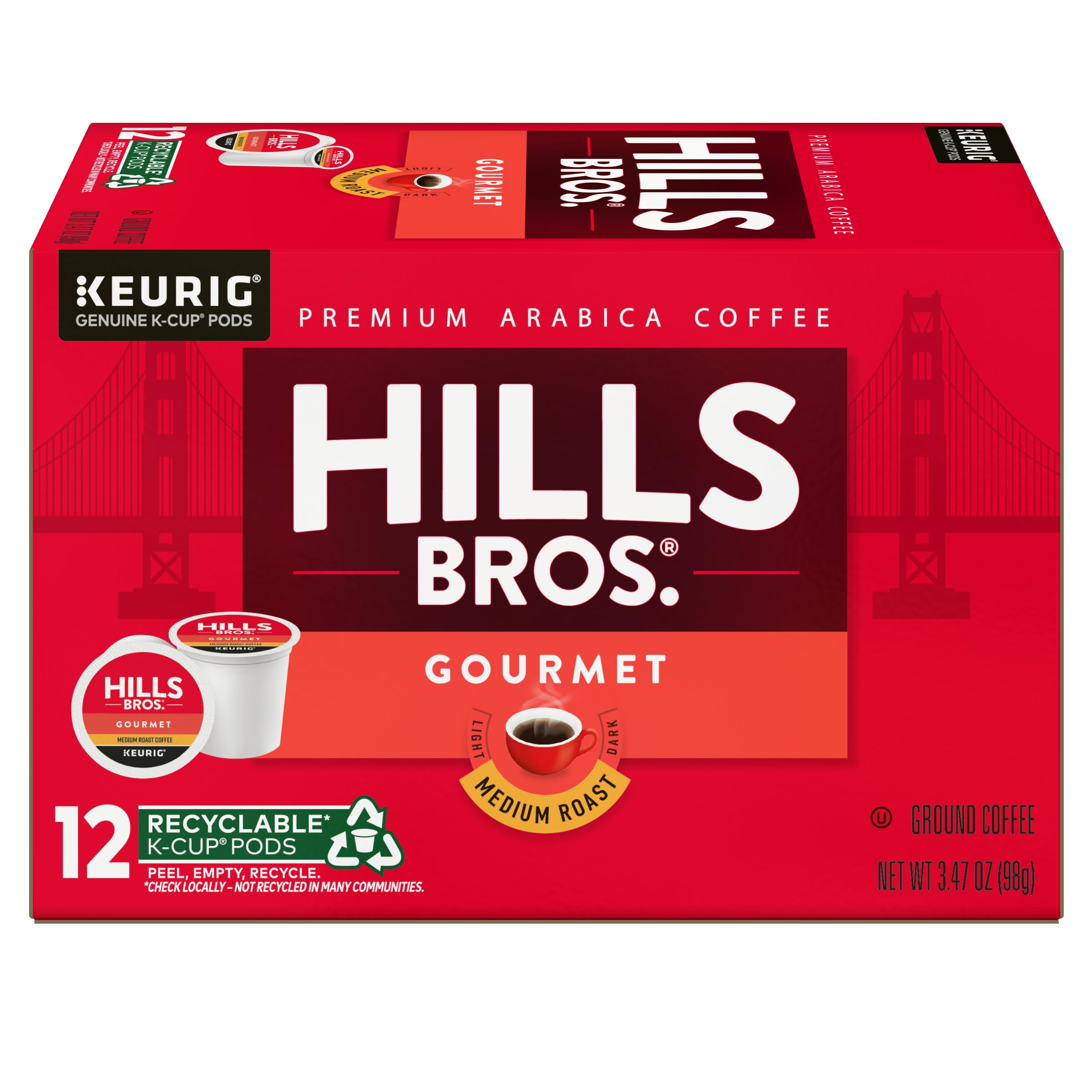 Hills Bros Gourmet Blend K-Cup pod for Keurig brewing with rich flavor