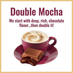 Hot water poured and Hills Bros Double Mocha cappuccino mixed in a mug