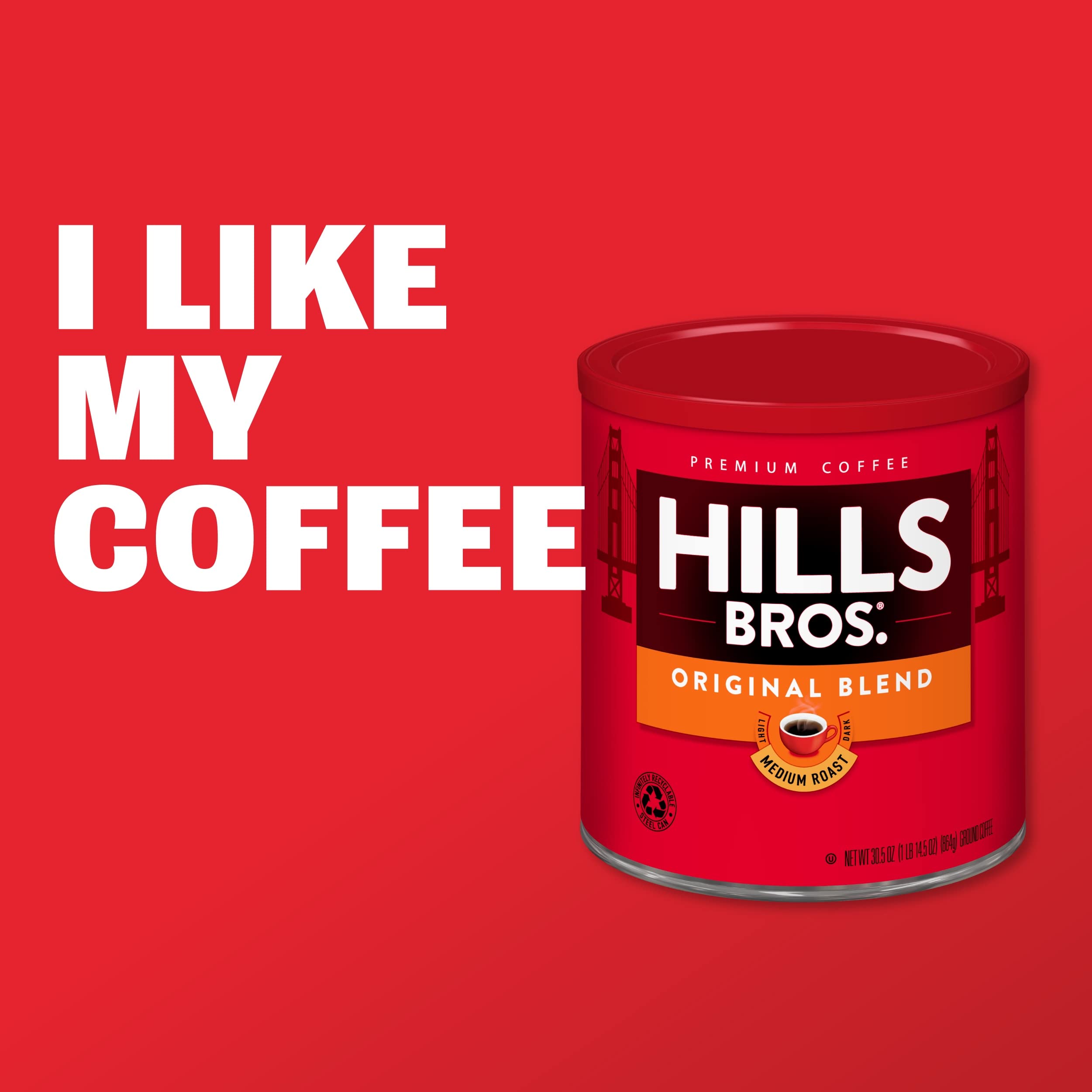 Hills Bros. Orthodox Union Kosher certification label signals trusted quality.
