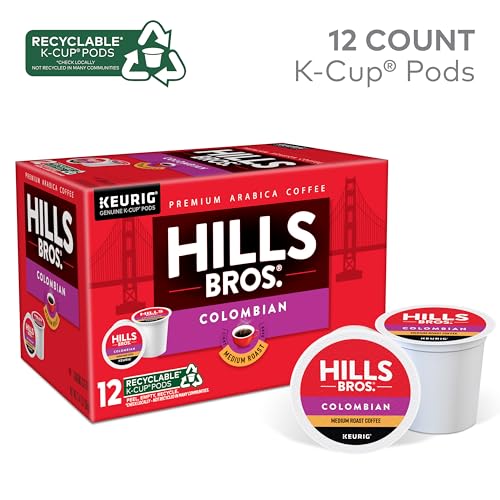 Hills Bros steaming mug reveals inviting Colombian blend aroma.