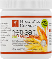 Himalayan Chandra Neti Pot Salt Jar 12 oz for clean saline rinses and easy storage.