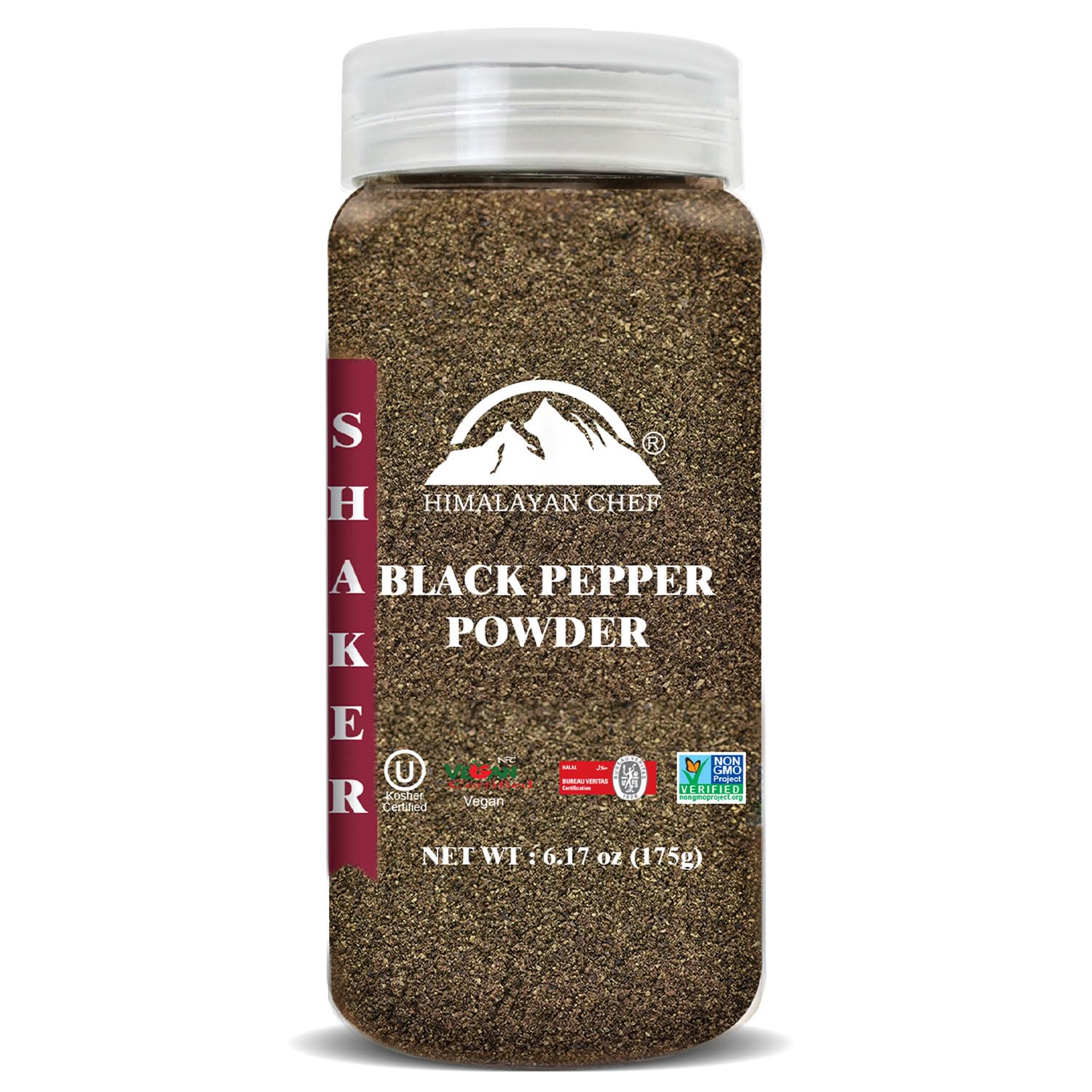 Himalayan Chef black pepper powder shaker on counter for fresh seasoning
