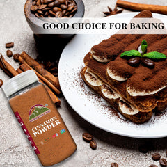 Closeup of Himalayan Chef cinnamon powder jar highlighting pure Ceylon quality