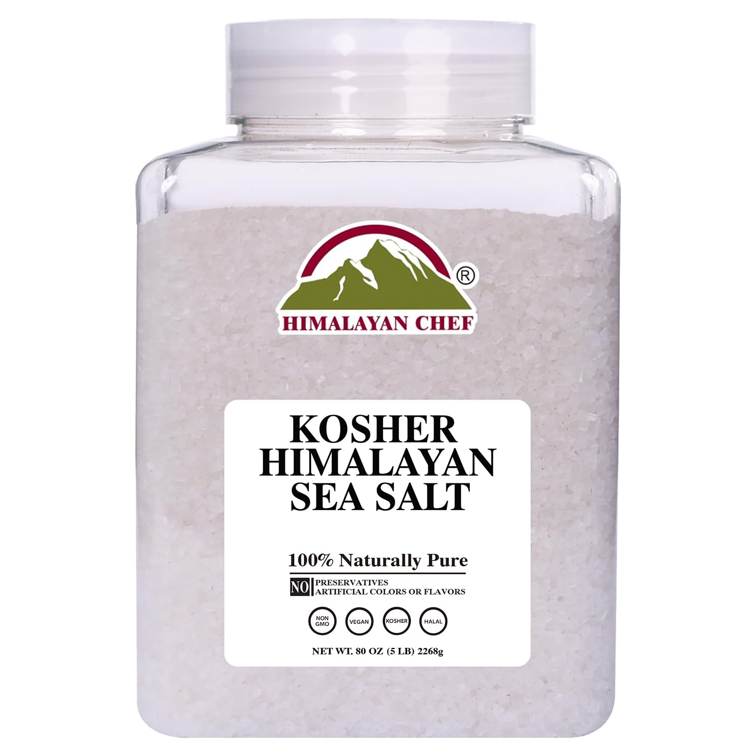 Himalayan Chef Kosher Sea Salt coarse crystals in a bowl for seasoning
