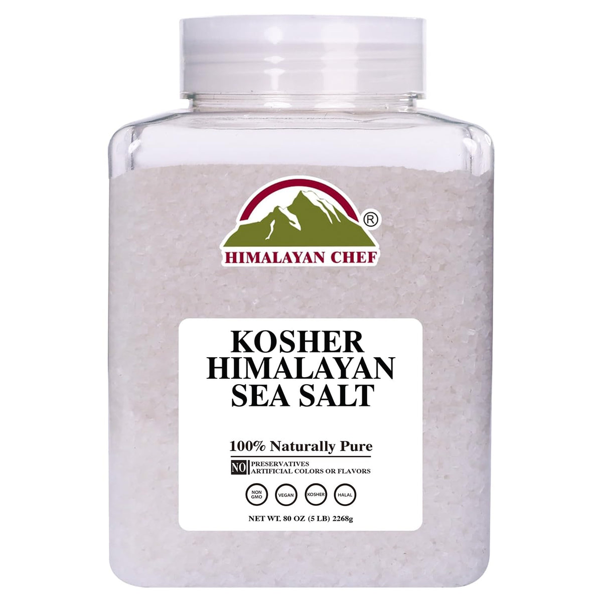 Himalayan Chef Kosher Sea Salt coarse crystals in a bowl for seasoning