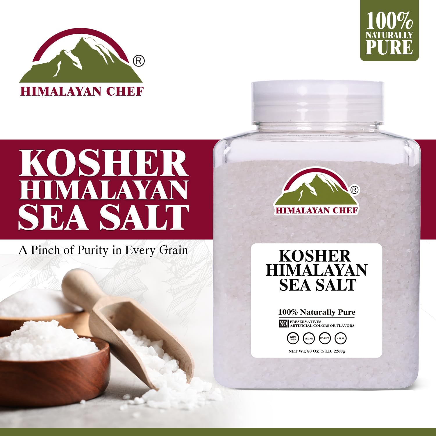 Himalayan Chef Kosher Sea Salt in a bowl ready for baking
