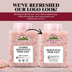 Front view of a 5 lb Himalayan Chef pink salt jar.