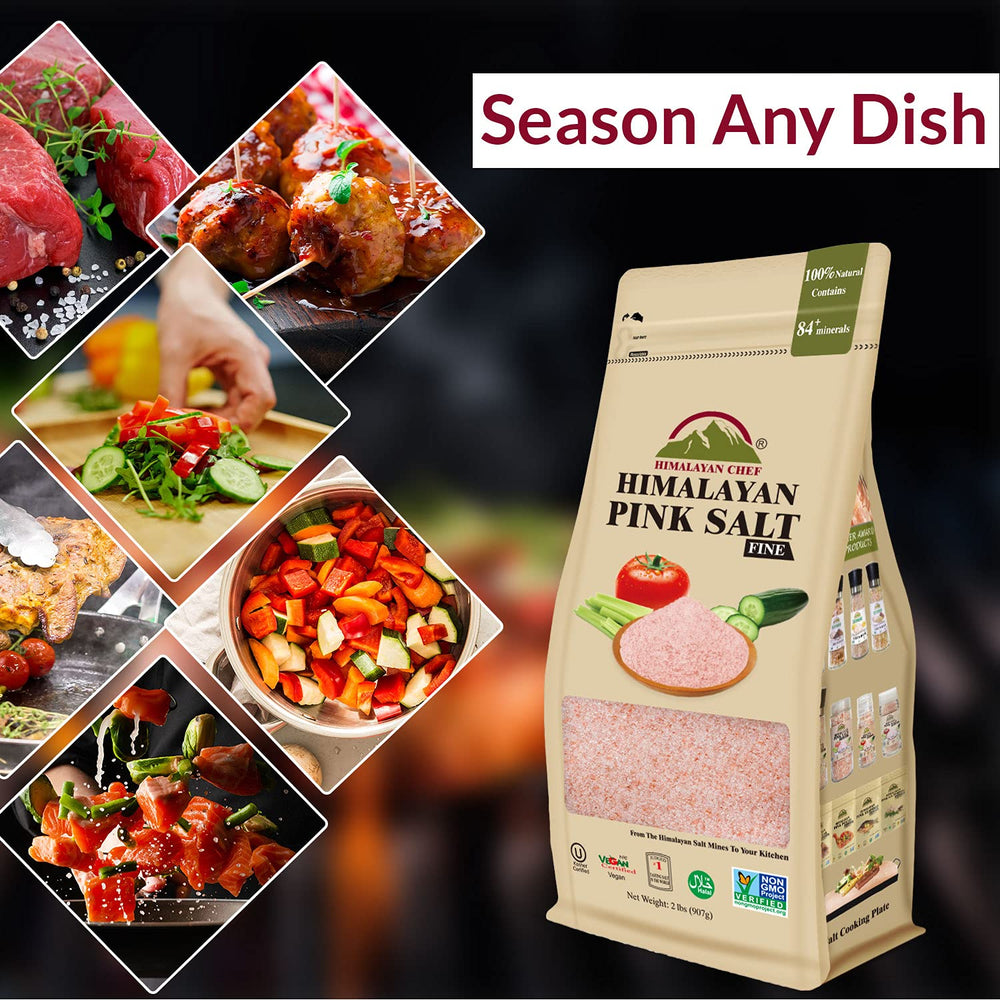 Himalayan Chef Pink Salt coarse grain ideal for grinders and robust flavor.