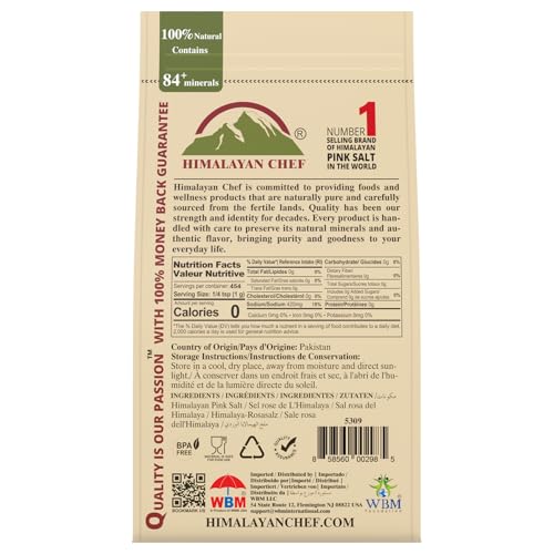 Himalayan Chef pink salt fine grain pour for table seasoning and mineral-rich flavor.