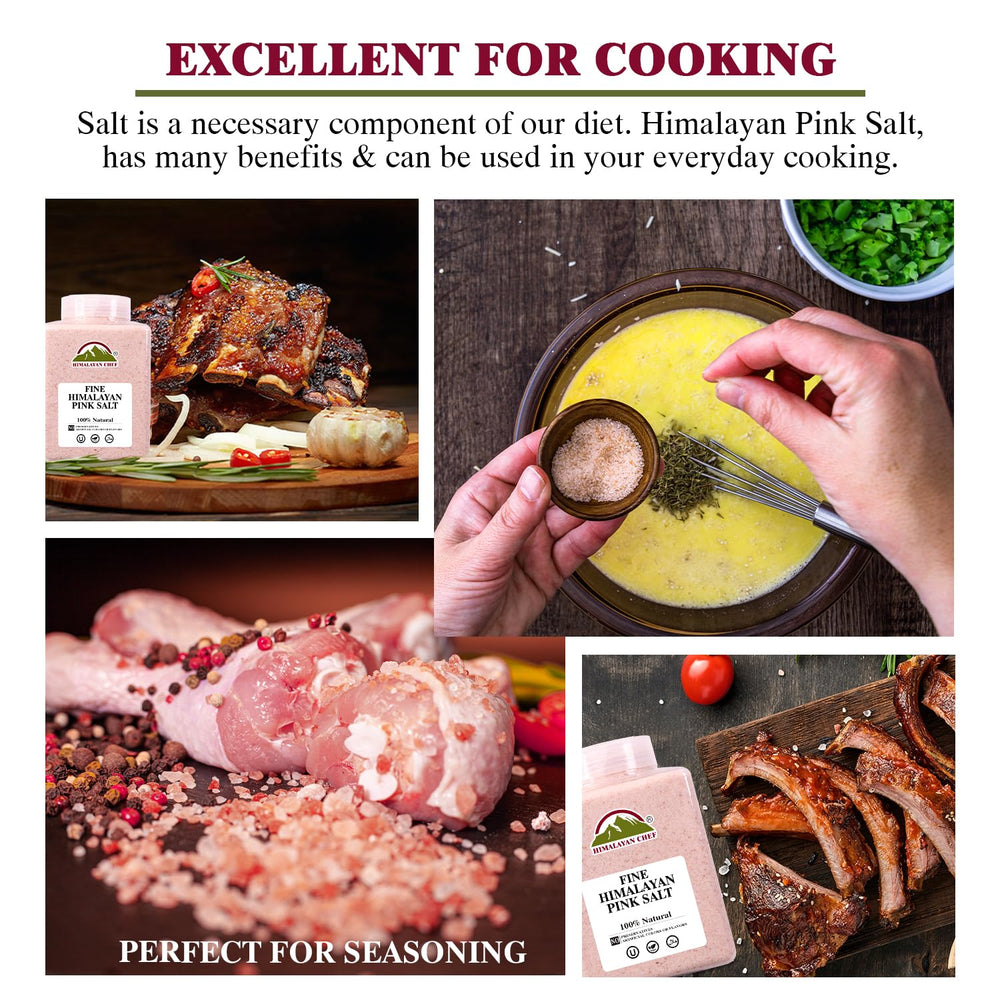 Himalayan Chef Pink Salt in grinder for easy coarse grinding and seasoning.
