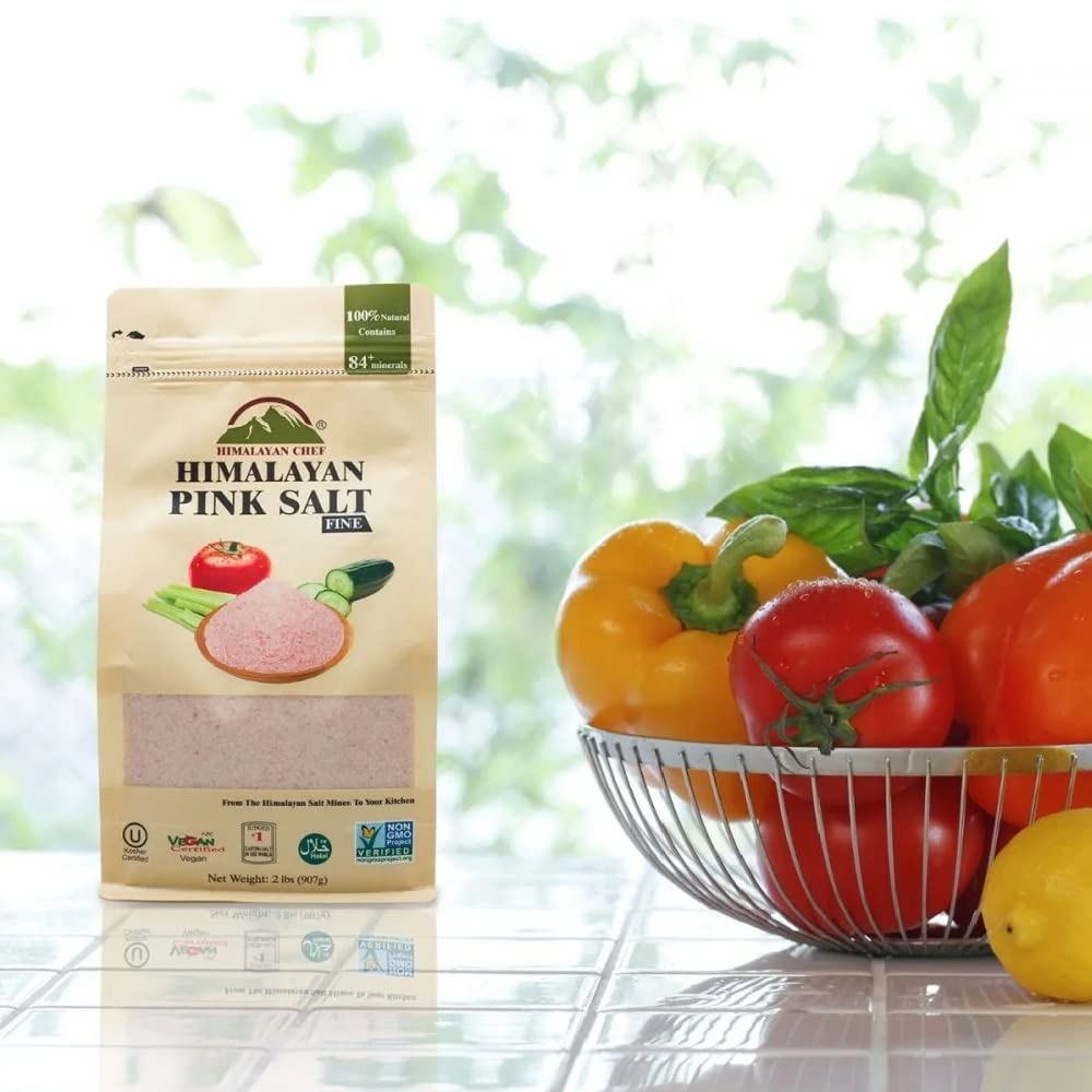 Himalayan Chef Pink Salt used to season meat and fish with mineral notes.