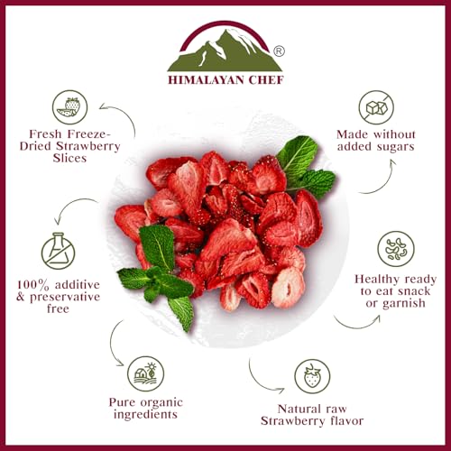 Himalayan Chef freeze-dried strawberries close-up showing texture
