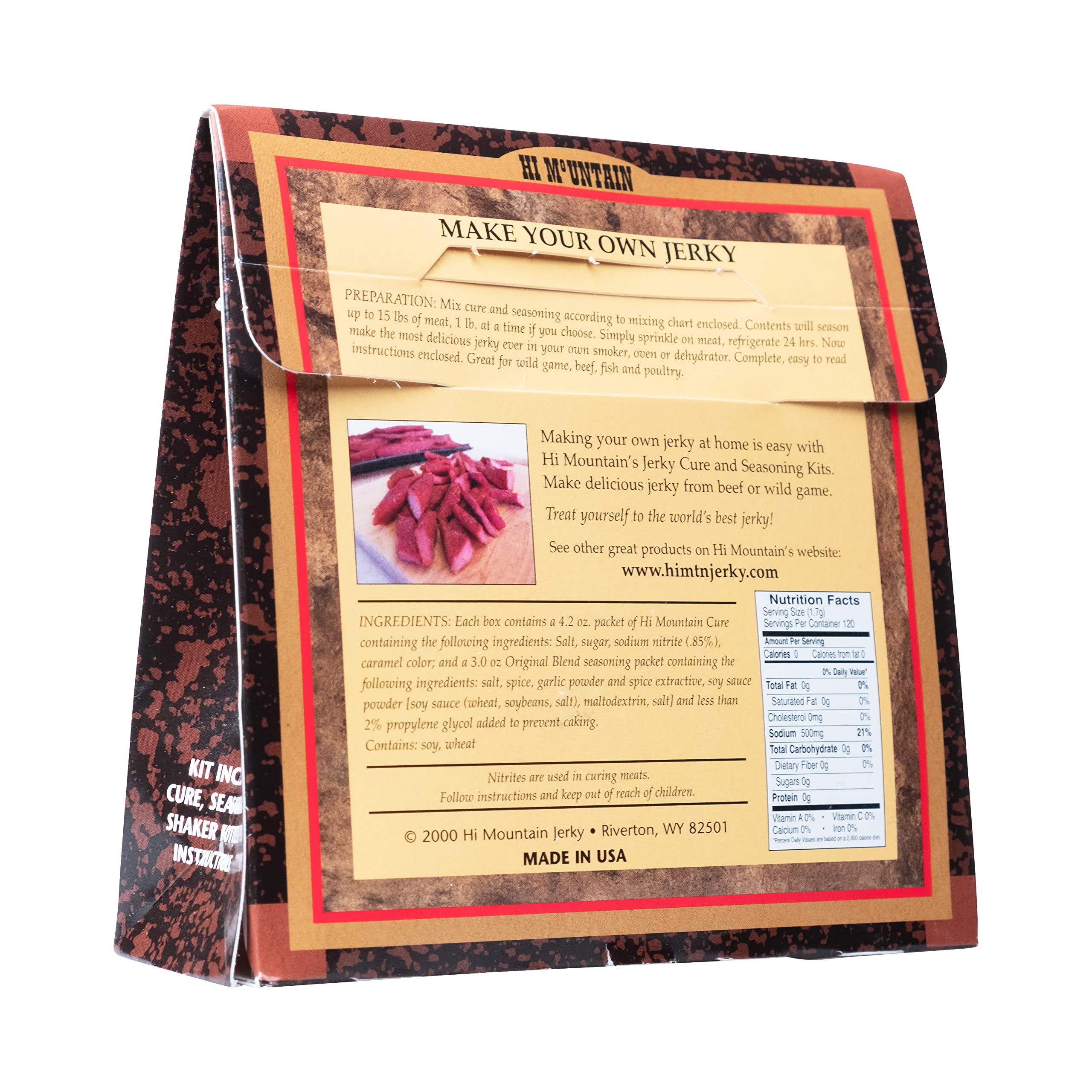 Hi Mountain Jerky Cure packet ready to help texture and preserve jerky