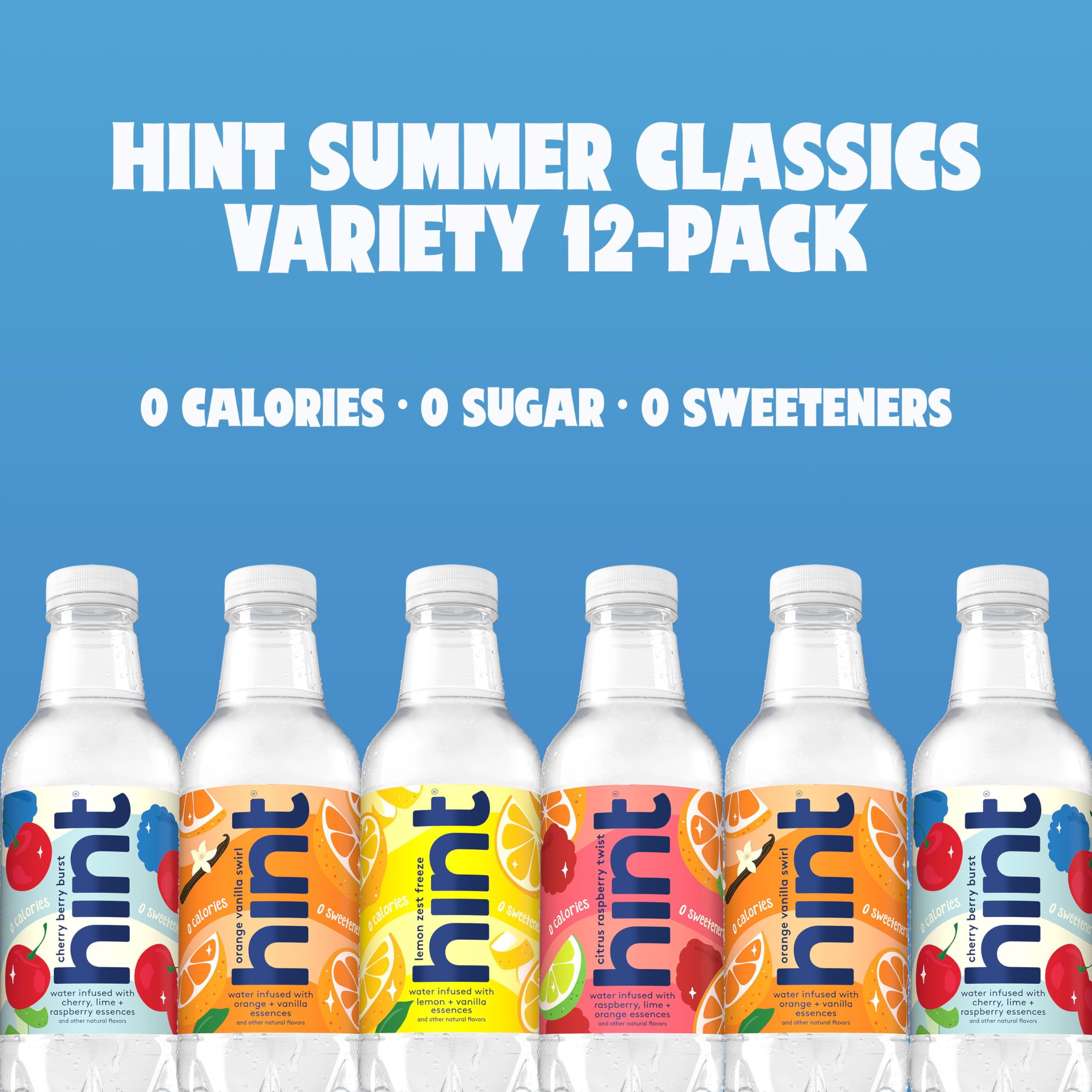 Hint 12-bottle case view ideal for stocking at home, work, or travel.