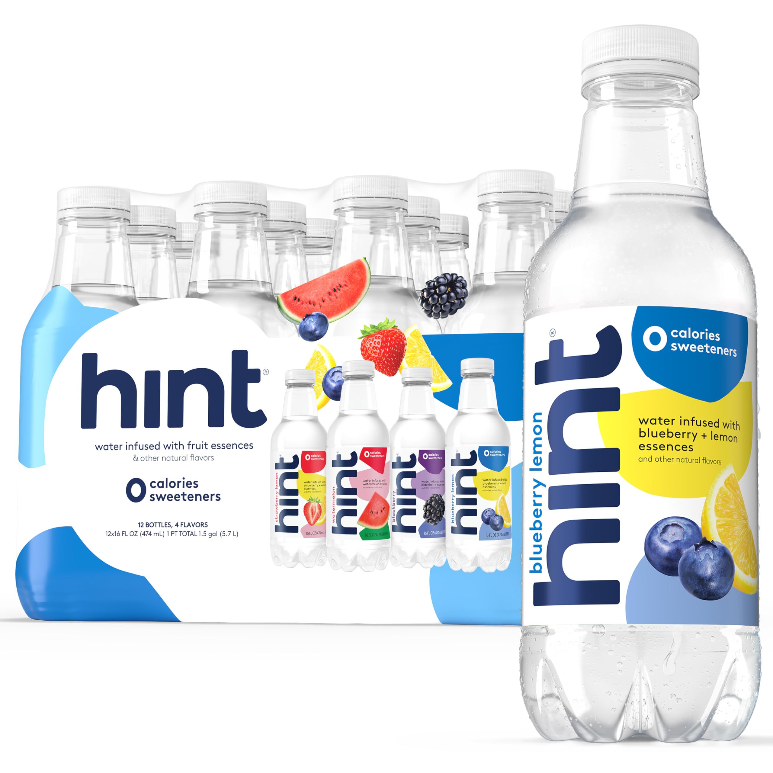 Hint Fruit-Infused Water bottle closeup shows real fruit essence flavor