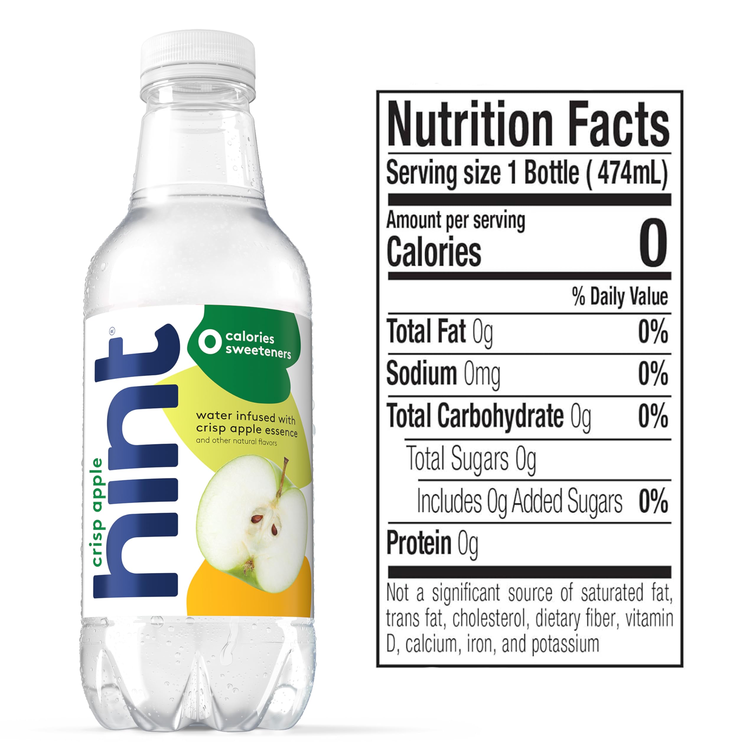 Hint fruit-infused water Crisp Apple pour showcases refreshing flavor with zero sugar.