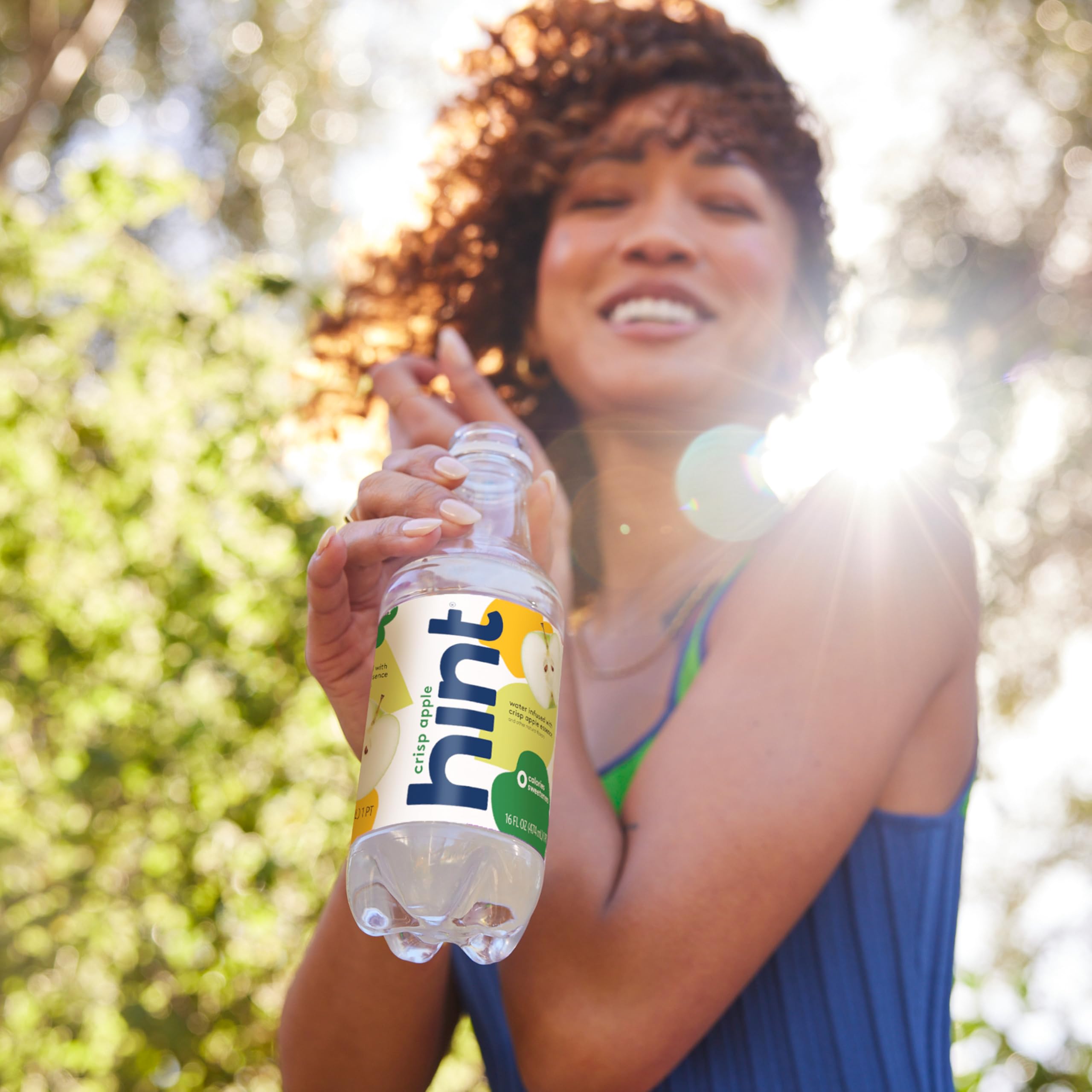Hint fruit-infused water label close-up shows natural essences.