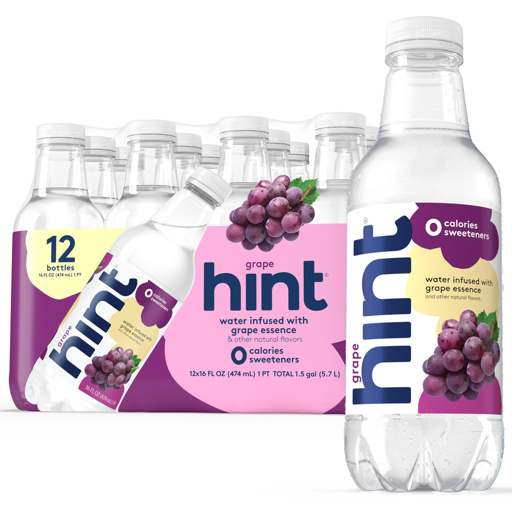 Hint Grape bottle front shows zero sugar hydration you can enjoy anywhere.