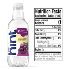Hint Grape bottle side view highlights portable 16 oz hydration for on-the-go.
