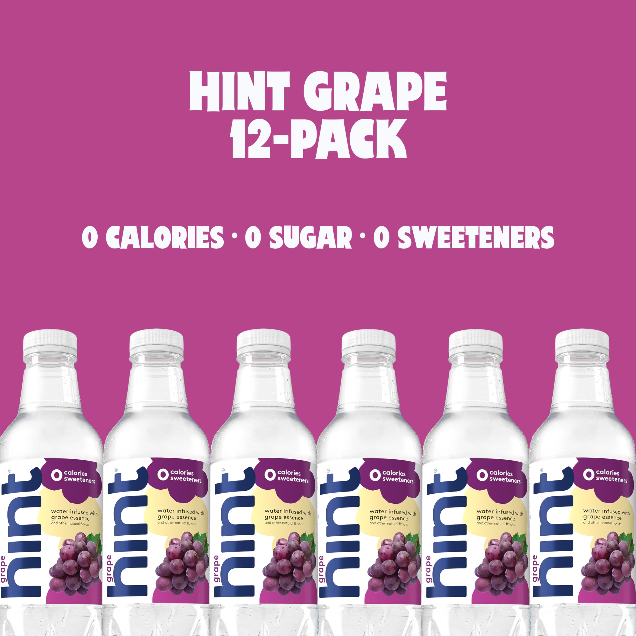 Hint Grape label closeup reveals real fruit essences.