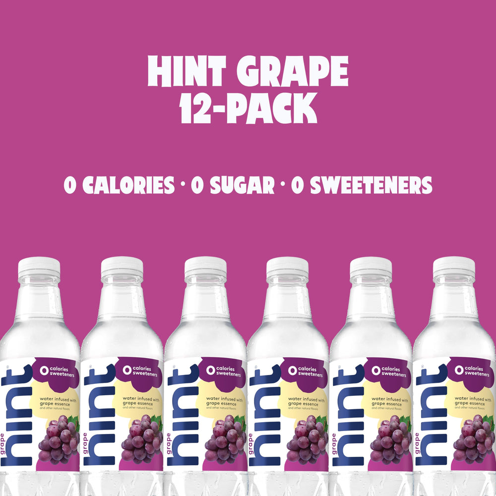 Hint Grape label closeup reveals real fruit essences.