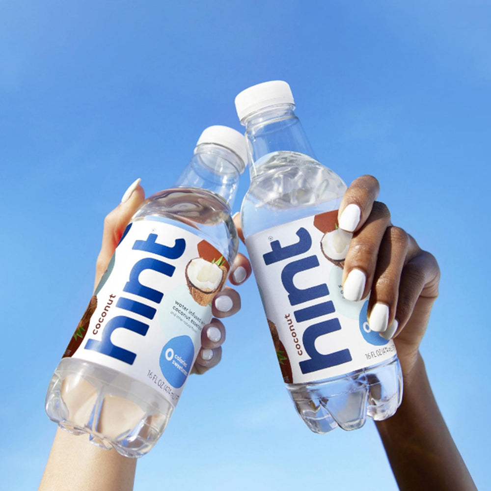 Hint hydration on the go, coconut flavor, convenient case.