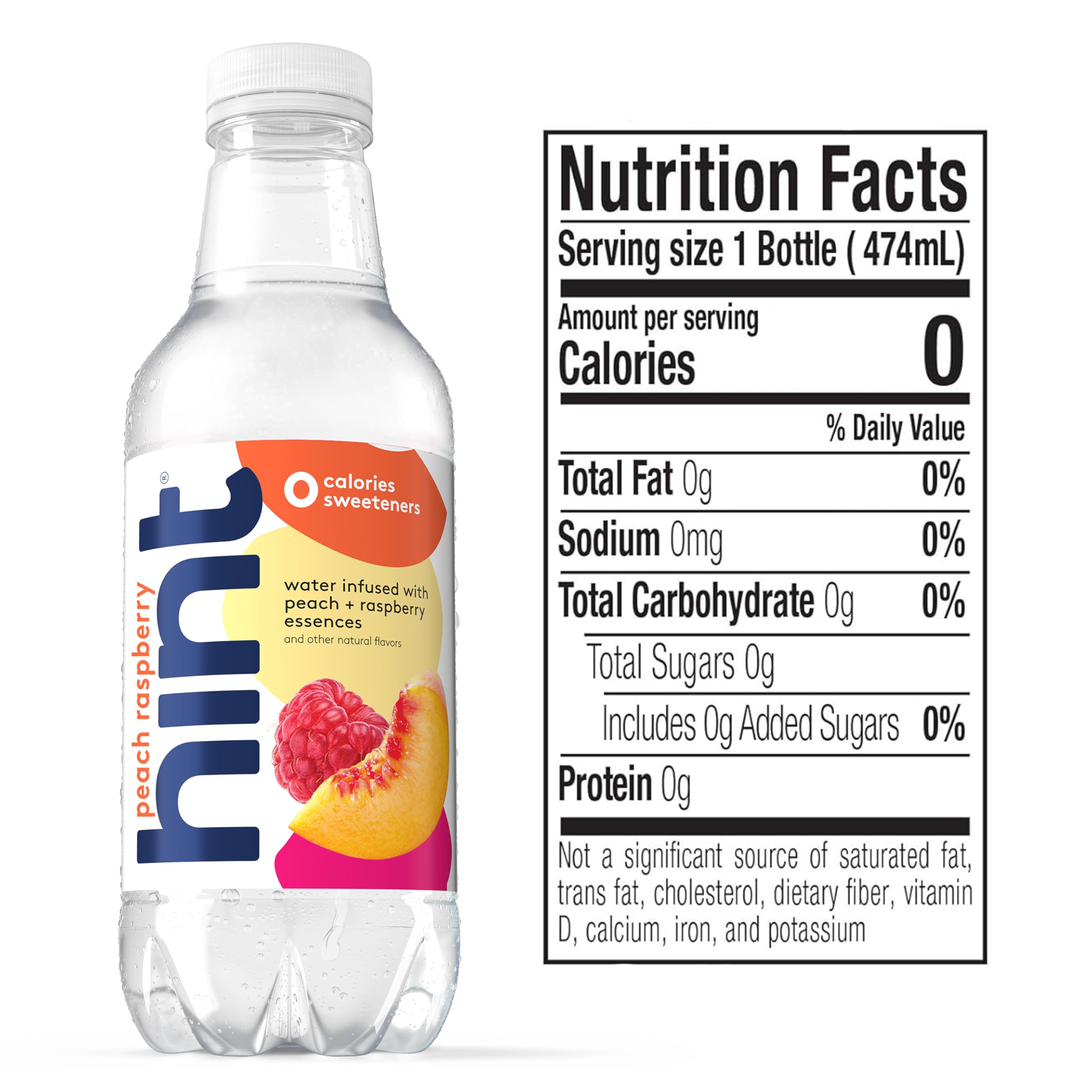 Hint purified water bottle being poured with crisp zero-calorie flavor