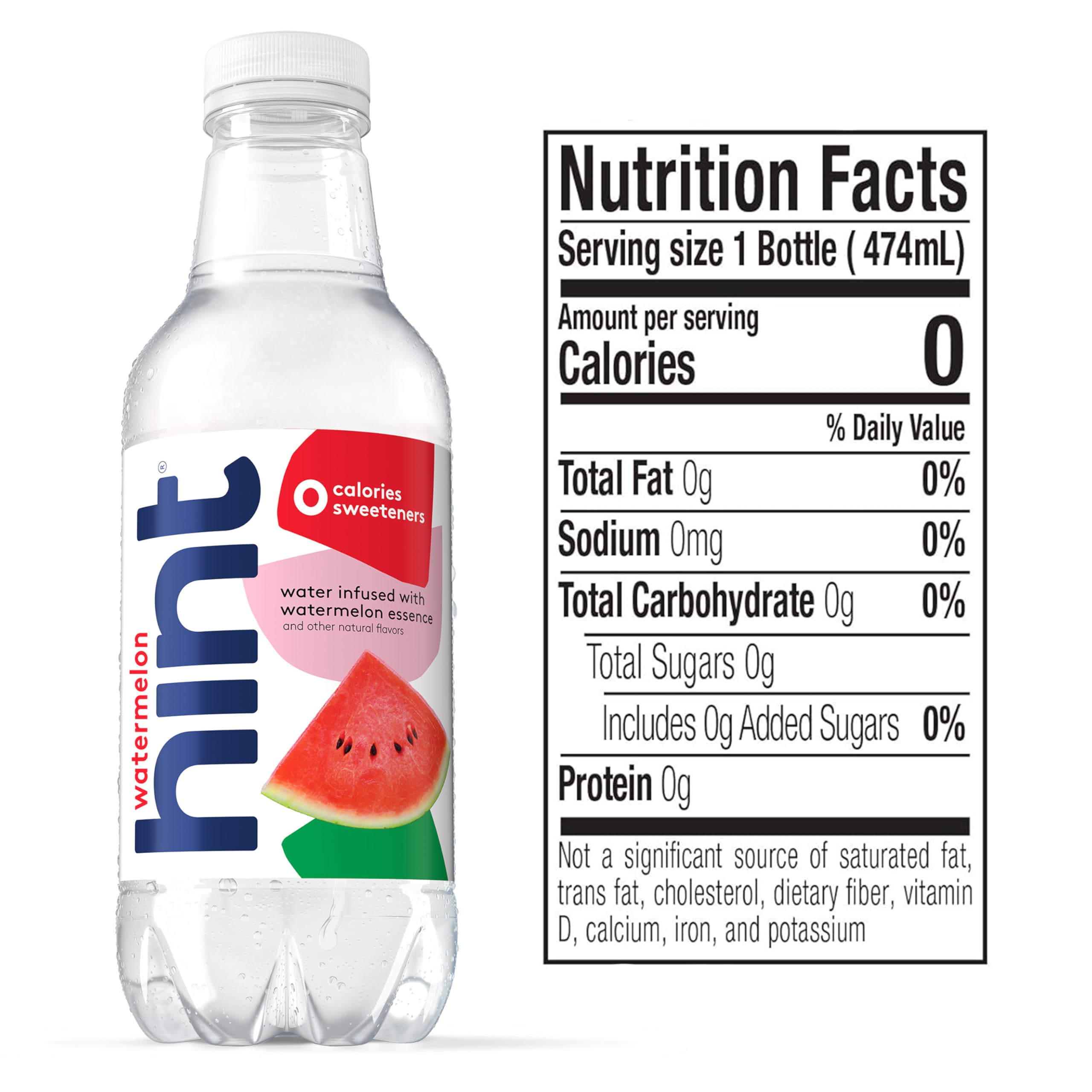 Hint Still Water bottle label detail emphasizes purity and natural flavor.