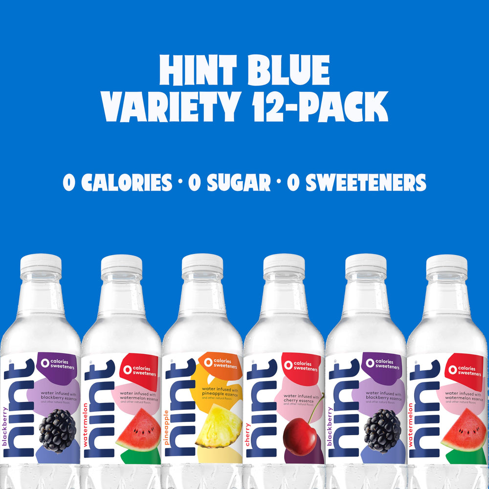 Hint Water case arranged 12 bottles ready for home, office, or travel.