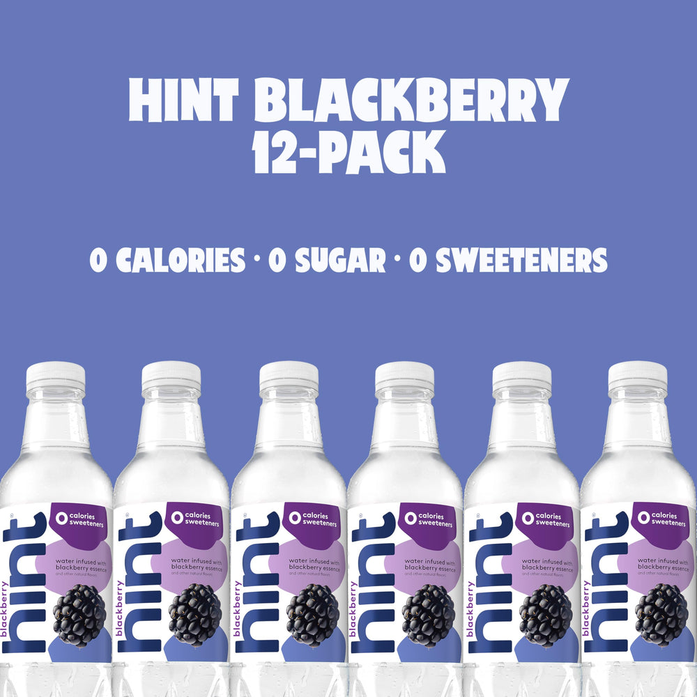 Gym bag ready Hint water bottle with blackberry flavor