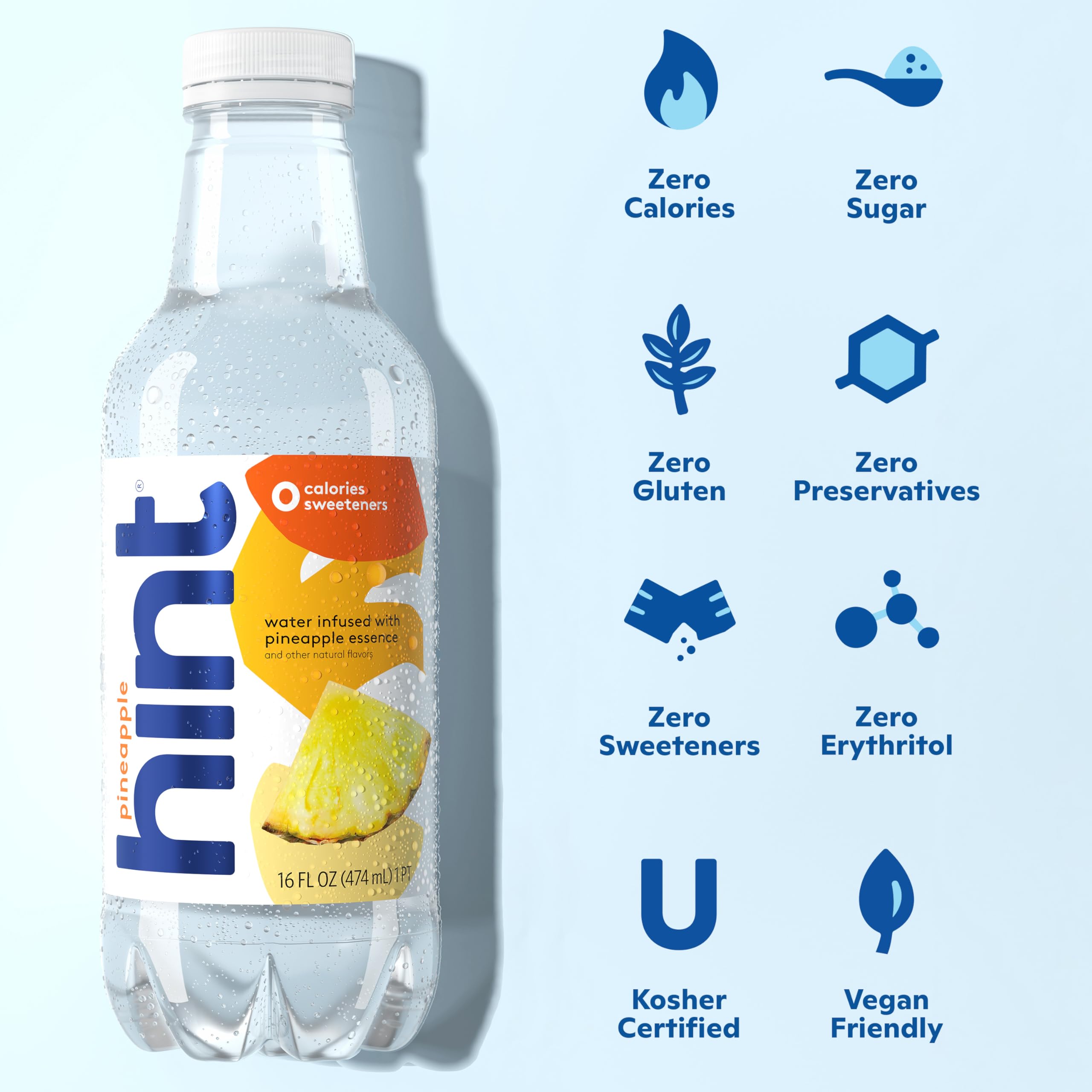 Hint Water Pineapple glass highlights natural pineapple flavor and clean taste