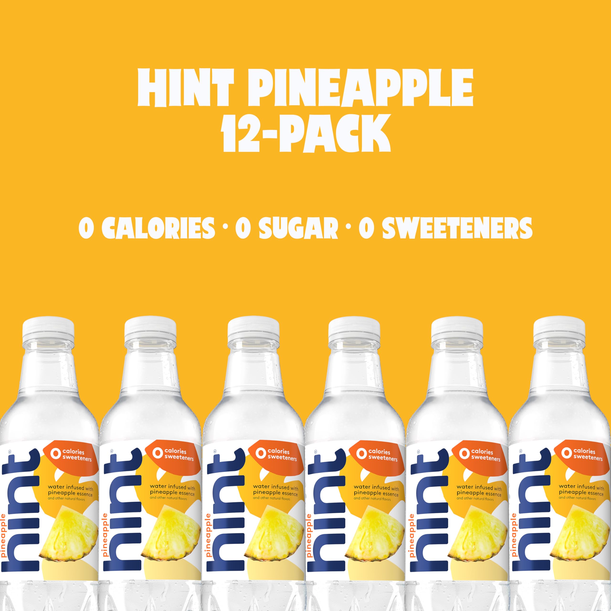 Hint Water Pineapple label indicates vegan, gluten-free, nut-free, kosher certified