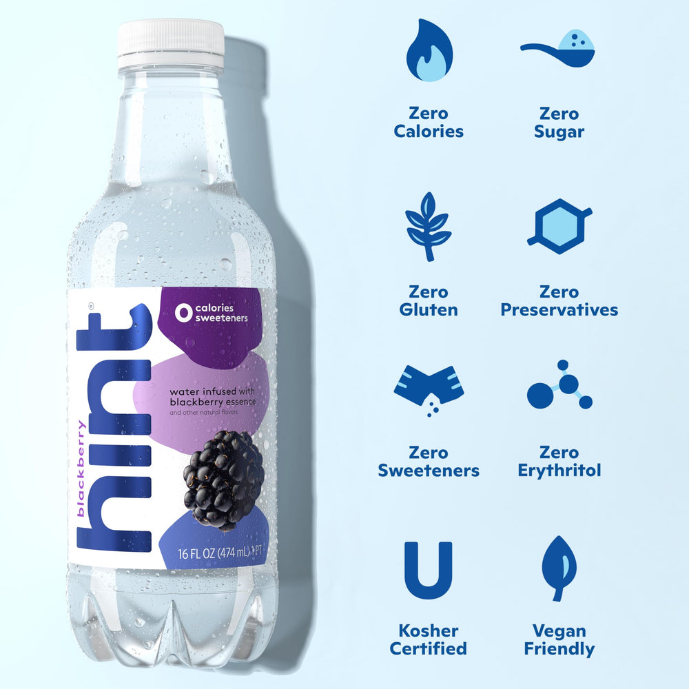 Hint water being poured over ice to taste blackberry