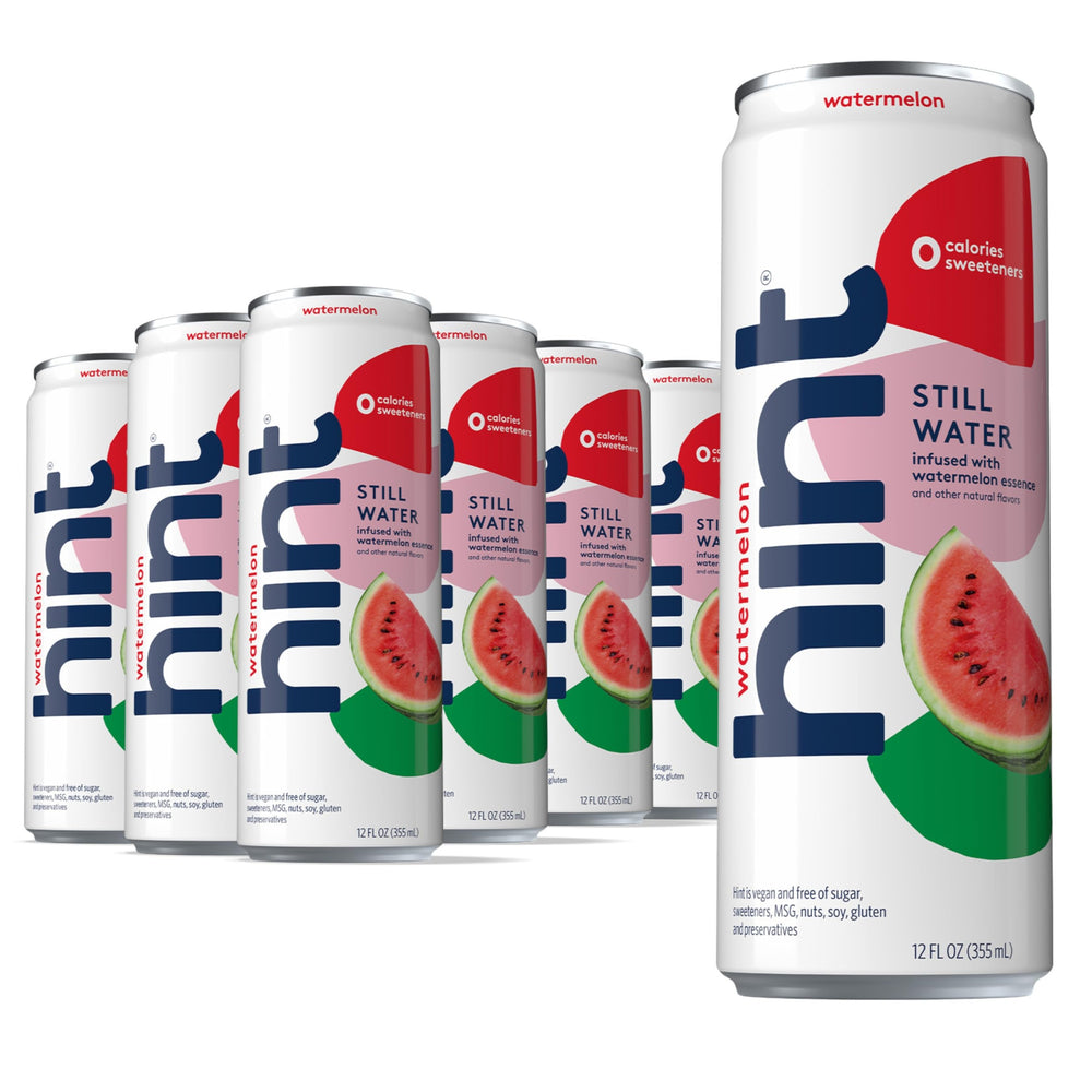 Hint Watermelon canned flavored water 12oz offers zero sugar on-the-go refreshment.