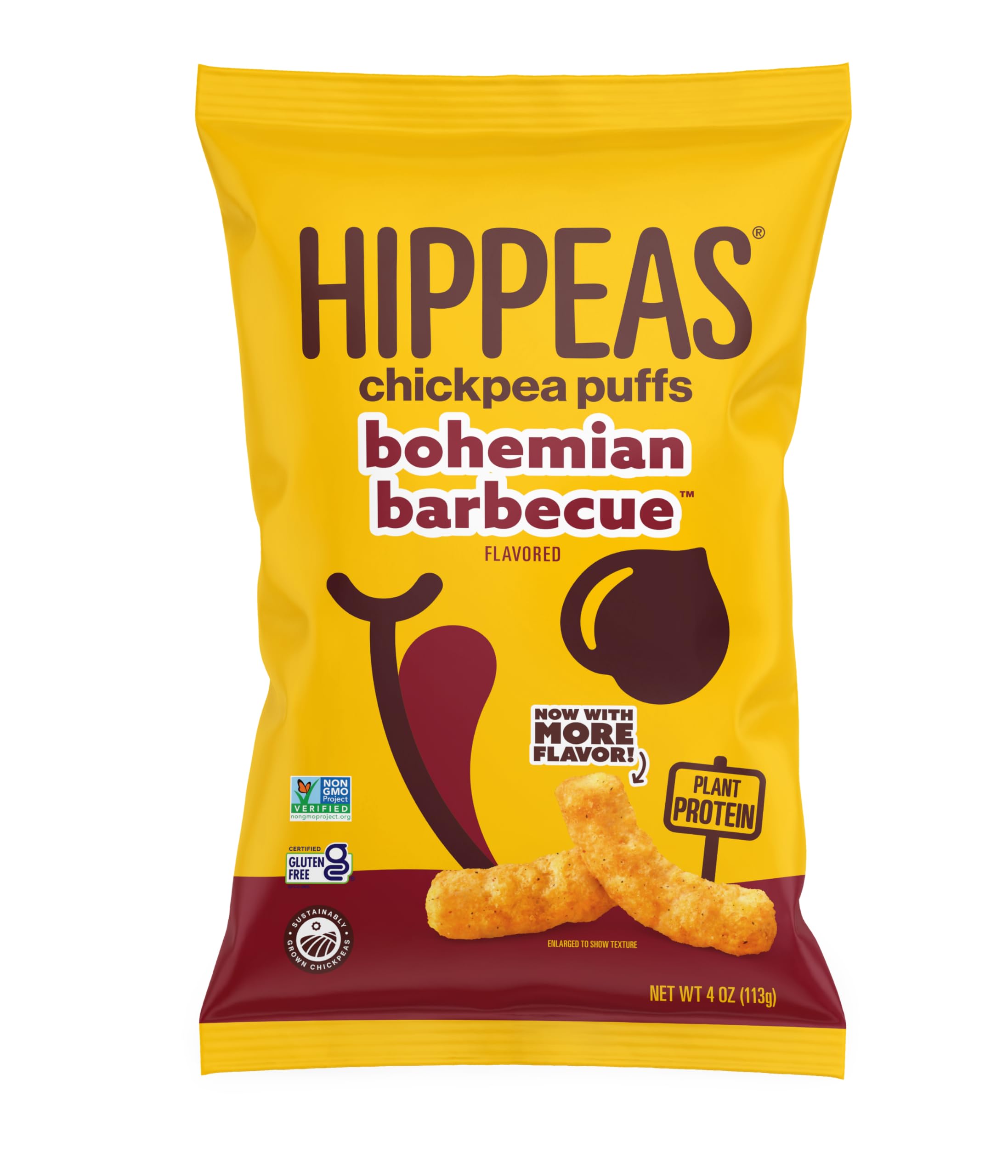 HIPPEAS Bohemian Barbecue pouch shows a protein-packed, plant-based snack option.