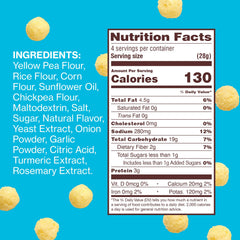 HIPPEAS Cheezy Cheddar Pops bags on shelf highlighting crunchy texture and bold cheddar flavor.