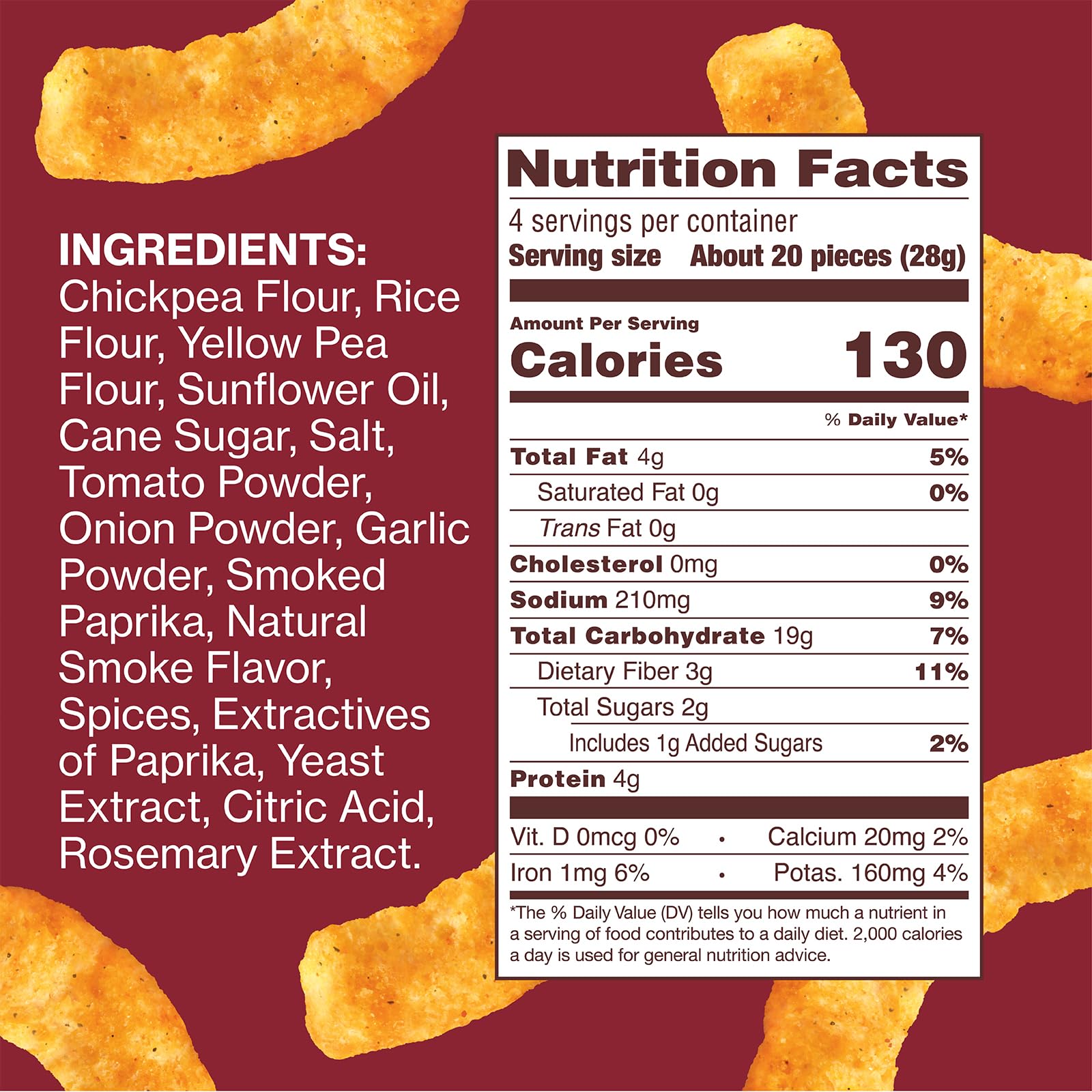 HIPPEAS Chickpea Puffs barbecue crunch close-up emphasizing plant-powered protein.