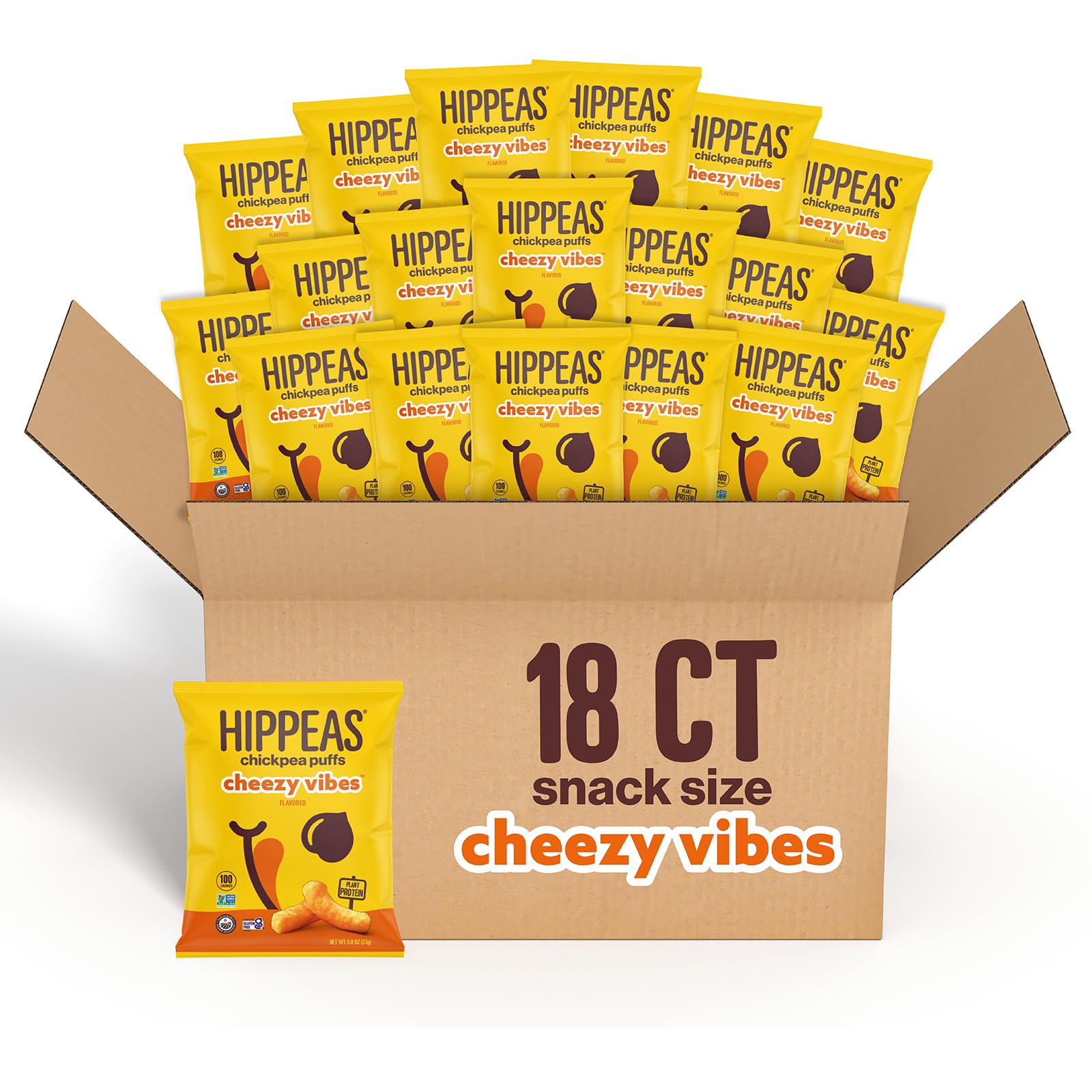 HIPPEAS Cheezy Vibes pack front showing brand and crisp snack