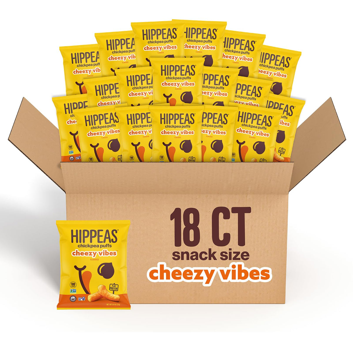 HIPPEAS Cheezy Vibes pack front showing brand and crisp snack