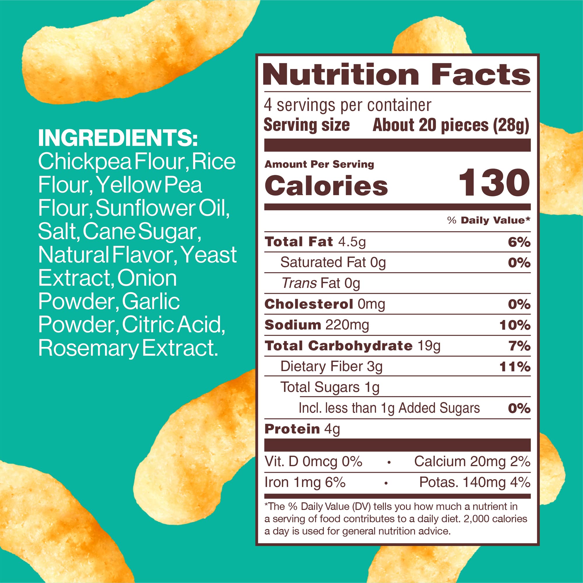 Close-up of HIPPEAS chickpea puffs showing crunchy texture for a satisfying snack.