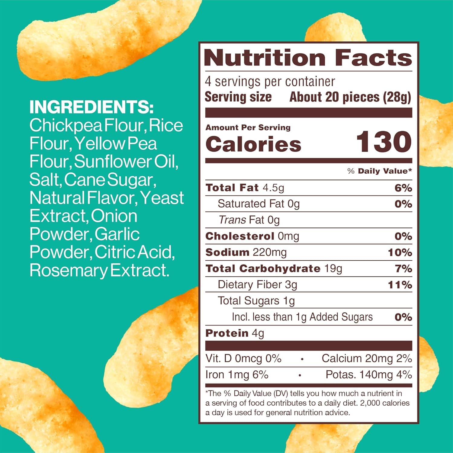 HIPPEAS crunchy chickpea puffs close-up showing protein-rich, plant-based snack