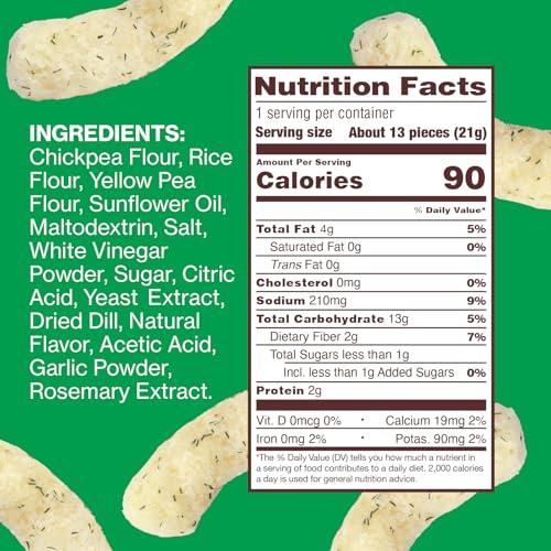 Close-up of HIPPEAS Grillo's Dill Pickle puffs with airy texture and bold dill aroma.