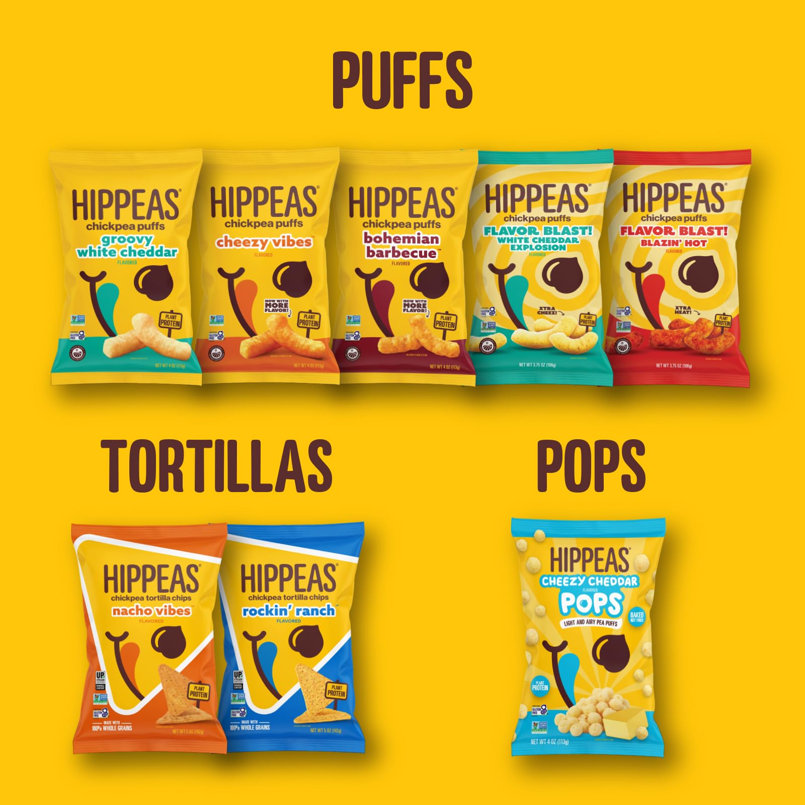 HIPPEAS Vegan cheese snacks on shelf for craving relief