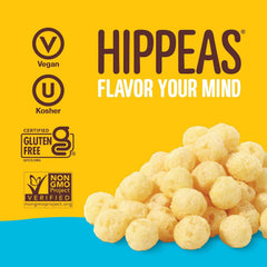 HIPPEAS Yellow Pea Pops in a bowl, fiber-rich plant-based snack option.