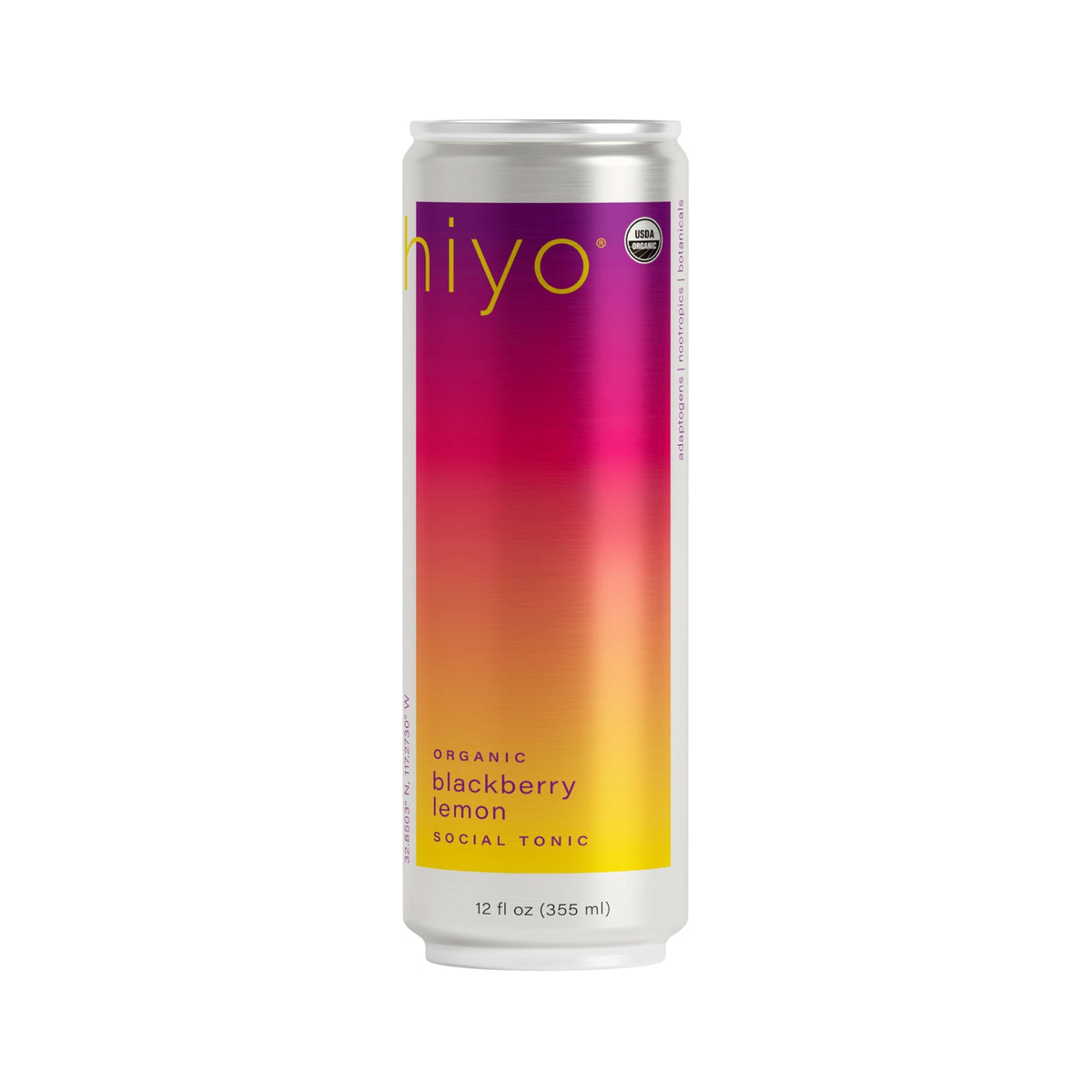 Hiyo Blackberry Lemon Social Tonic bottle highlights bold flavor and potential relaxation.