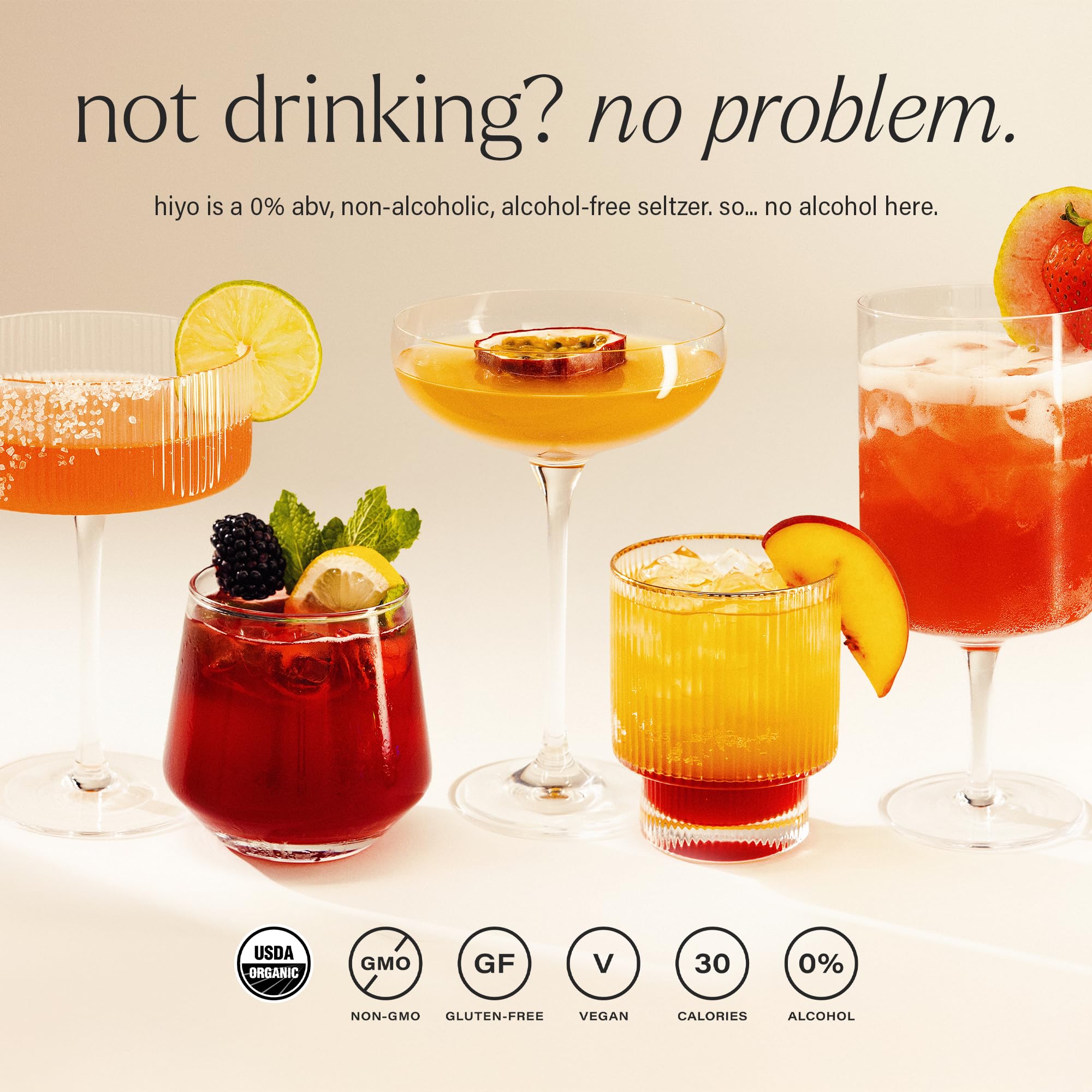 Chilled HIYO glass with bubbles, emphasizing thirst-quenching effervescence.